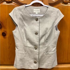 Banana Republic Textured Cotton Beige Peplum Button Front Top Size 8